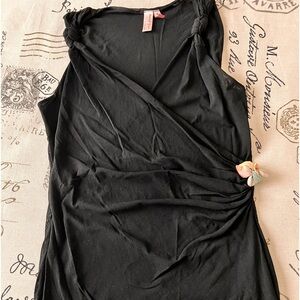 Sweet Pea Sheer Black Stretch Wrap Top w/Shells, LRG